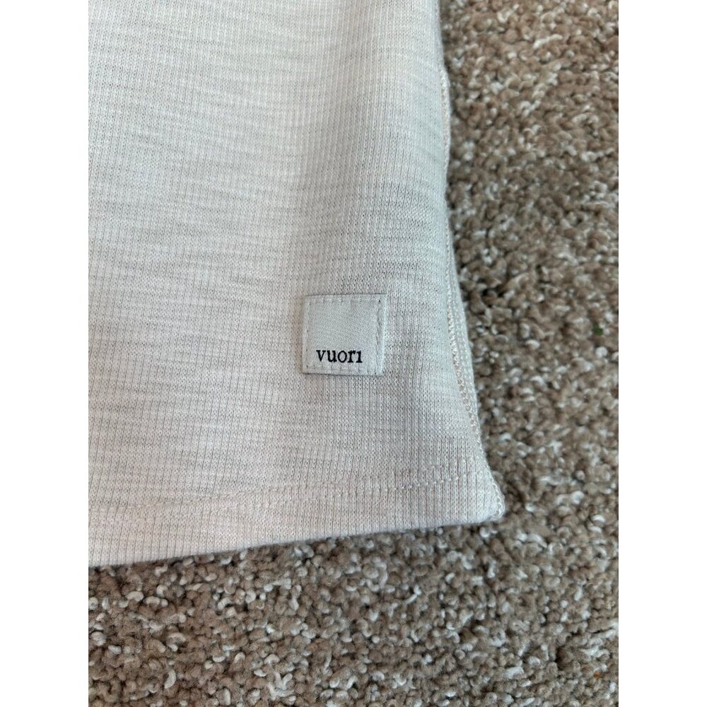 Vuori Tank ribbed khaki/off white women's SZ M athletic high crew neck - Picture 3 of 8